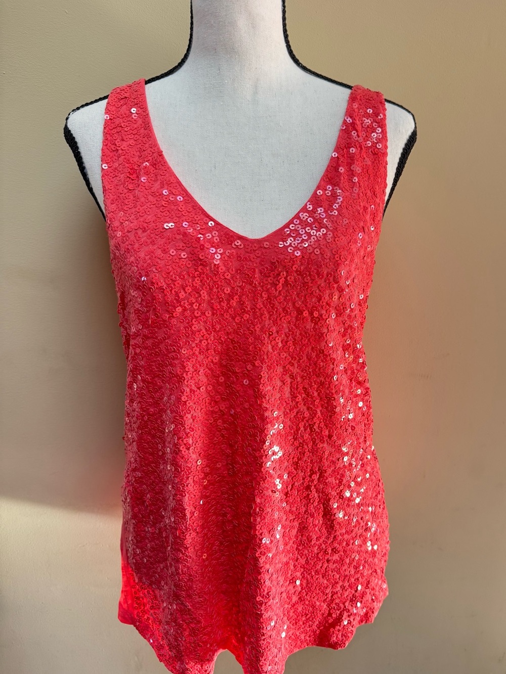 J.Crew Sequin V-Neck Women's Tank Top - Coral Pink